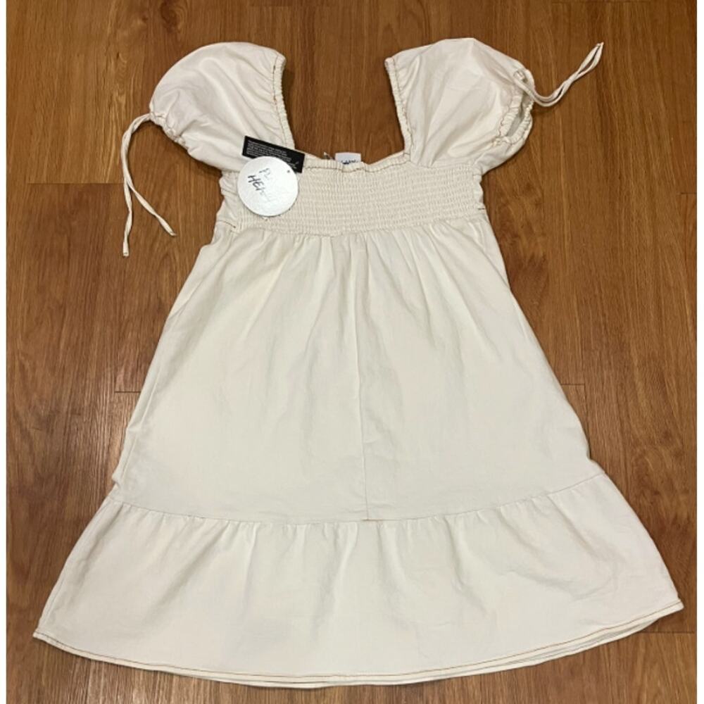 Planet Heart Juniors' Denim PuffSleeve MiniDress Off White L - Picture 4 of 8